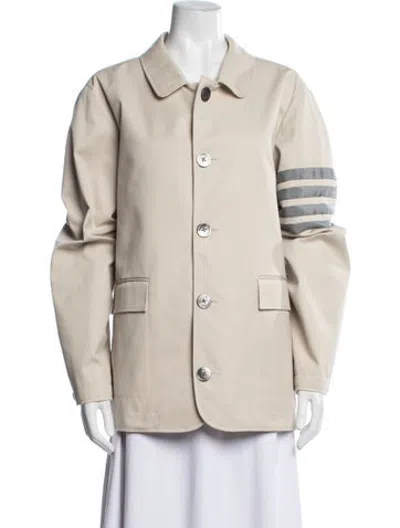 Pre-owned Thom Browne Striped Coat In Neutrals