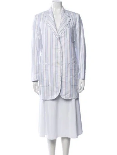 Pre-owned Thom Browne Striped Coat In White
