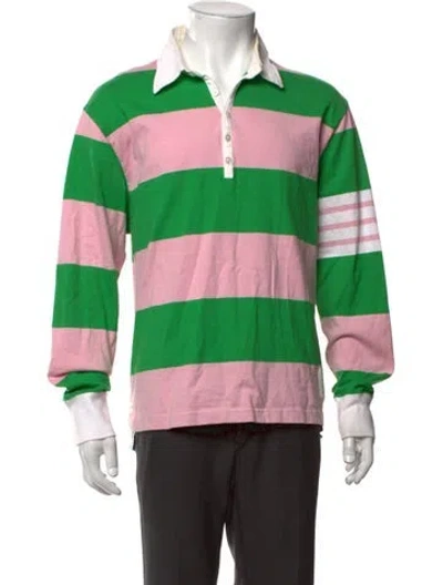Pre-owned Thom Browne Striped Collar Polo Shirt In Green