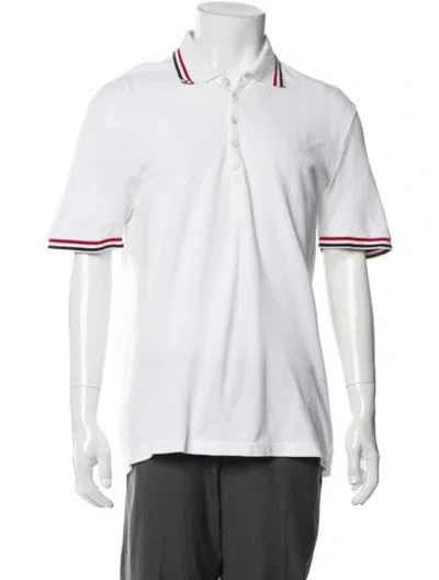 Pre-owned Thom Browne Striped Collar Polo Shirt In White