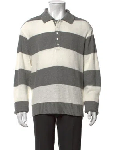 Pre-owned Thom Browne Striped Collar Polo Sweater In Grey