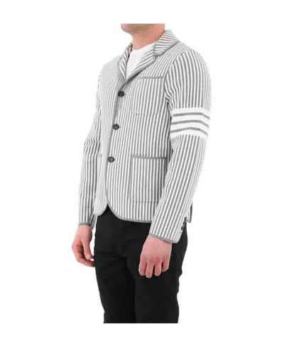 Thom Browne Striped Cotton Blazer In White