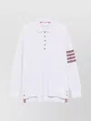Thom Browne Striped Cotton Blend Polo Shirt With Pocket In White