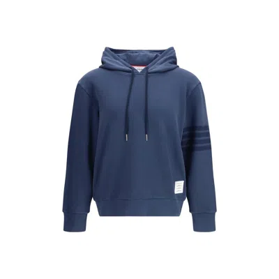 Thom Browne Striped Cotton Hoodie In Blue