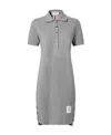 Thom Browne Striped Cotton Pique Polo Dress In Gray