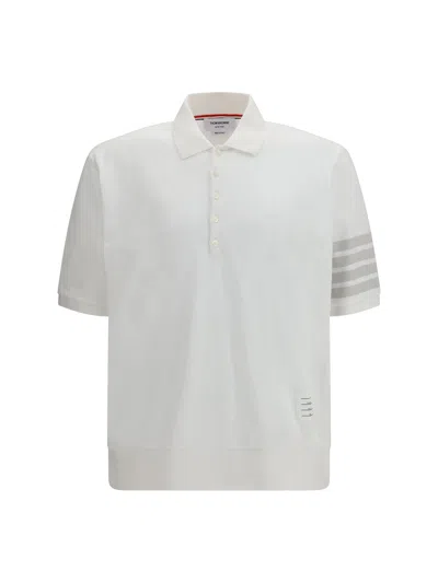 Thom Browne Striped Cotton Polo In White