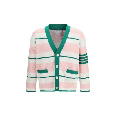 Thom Browne Striped Cotton Seed Stitch Cardigan In Multi