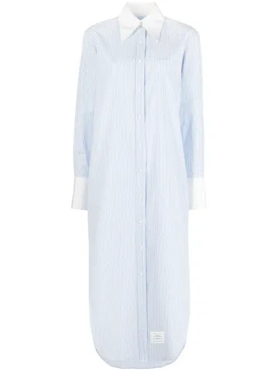 Thom Browne Striped Cotton Shirt Dress In 450