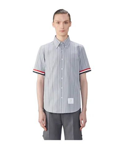 Thom Browne Striped Cotton Shirt In Gray