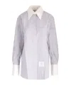Thom Browne Seersucker Long Shirt Shirts Grey In Medium Gray