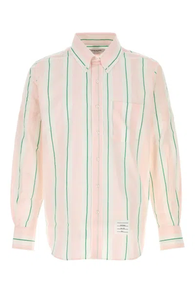 Thom Browne Striped Cotton Shirt In Pink