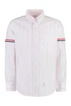 Thom Browne Striped Cotton Shirt Tricolor Detail In Pink