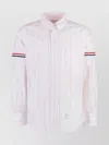 Thom Browne Striped Cotton Shirt Tricolor Detail In Neutral