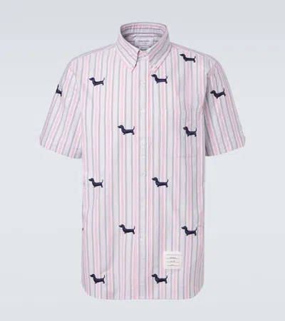Thom Browne Straight Fit Cotton Shirt Stripe Hector In Pink