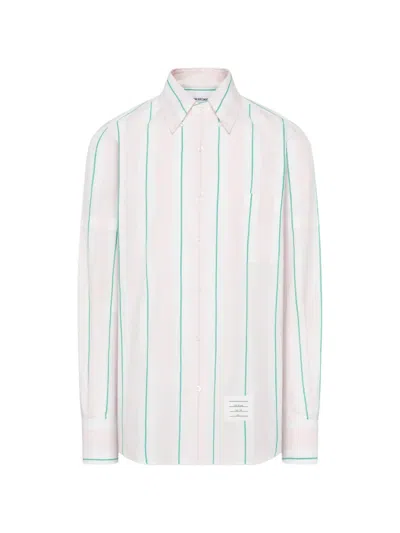 Thom Browne Striped Cotton Shirt In White