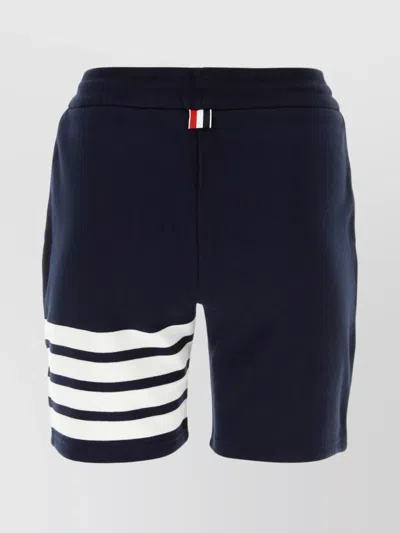 Thom Browne Striped Cotton Shorts Elasticated Waistband In Blue