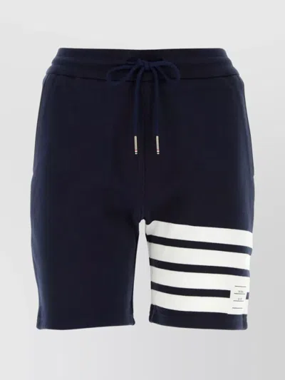 THOM BROWNE STRIPED COTTON SHORTS ELASTICATED WAISTBAND