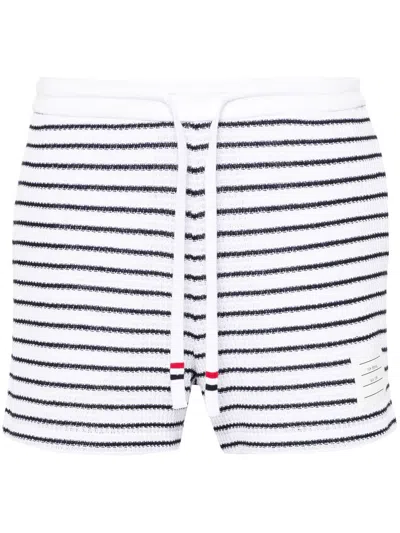 THOM BROWNE STRIPED COTTON SHORTS