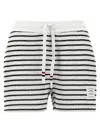 Thom Browne Striped Cotton Shorts With Adjustable Drawstring In White