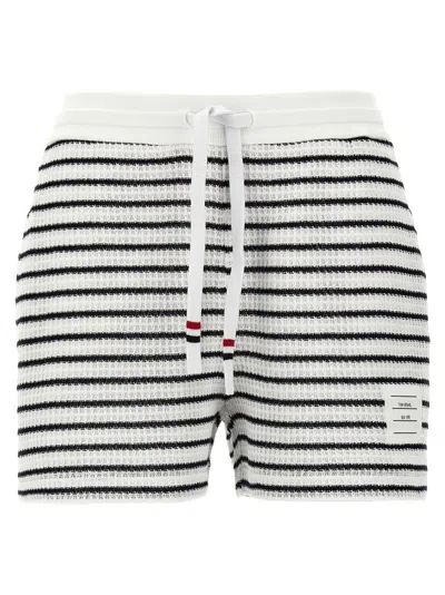 THOM BROWNE THOM BROWNE STRIPED COTTON SHORTS WITH ADJUSTABLE DRAWSTRING