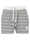 Thom Browne Striped Cotton Shorts With Adjustable Drawstring In White