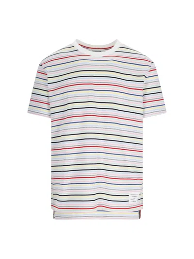 Thom Browne Striped Cotton T-shirt In Multicolor