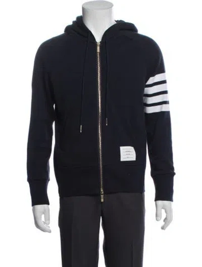 Pre-owned Thom Browne Striped Crew Neck Hoodie In Blue