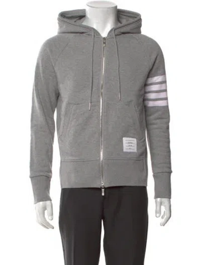 Pre-owned Thom Browne Striped Crew Neck Hoodie In Gray