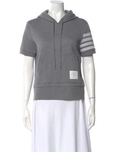 Pre-owned Thom Browne Striped Crew Neck Hoodie In Gray