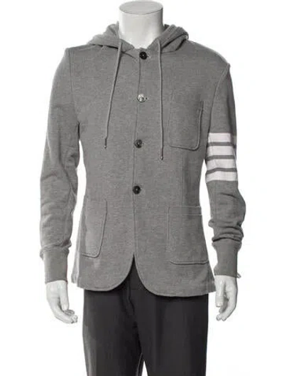 Pre-owned Thom Browne Striped Crew Neck Hoodie In Gray