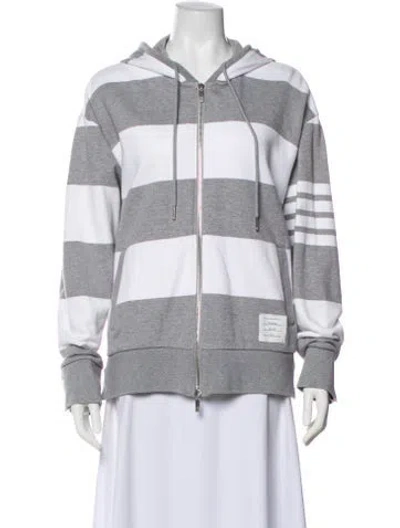Pre-owned Thom Browne Striped Crew Neck Hoodie In Gray