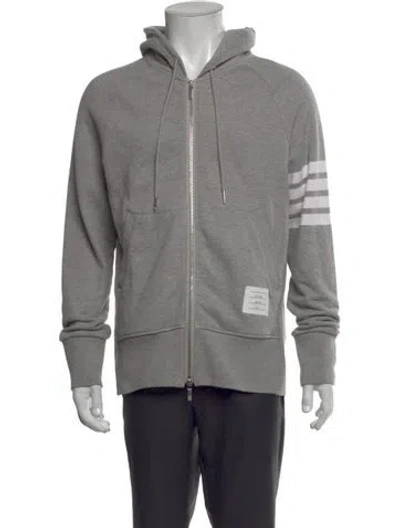 Pre-owned Thom Browne Striped Crew Neck Hoodie In Gray