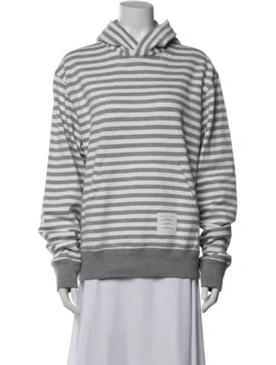 Pre-owned Thom Browne Striped Crew Neck Hoodie In Grey