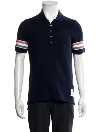 Pre-owned Thom Browne Striped Crew Neck Polo Shirt In Blue