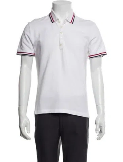 Pre-owned Thom Browne Striped Crew Neck Polo Shirt In White