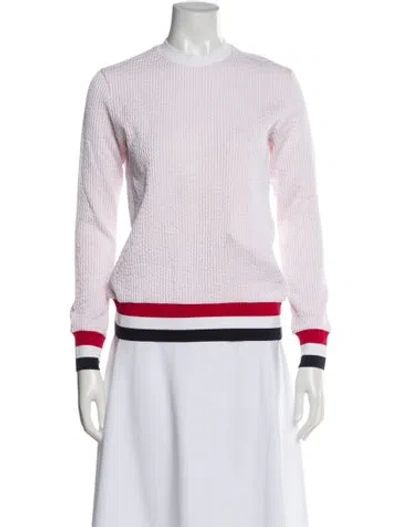 Pre-owned Thom Browne Striped Crew Neck Sweater In Pink
