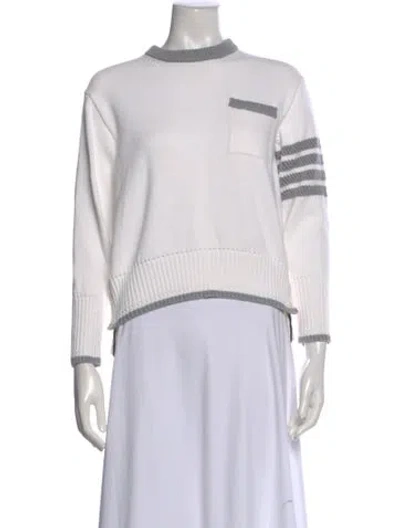Pre-owned Thom Browne Striped Crew Neck Sweater In White