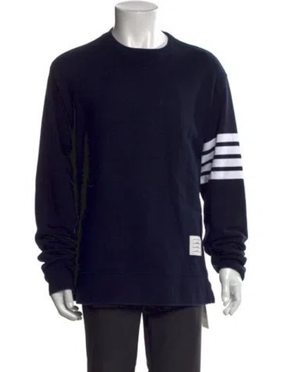 Pre-owned Thom Browne Striped Crew Neck Sweatshirt In Blue