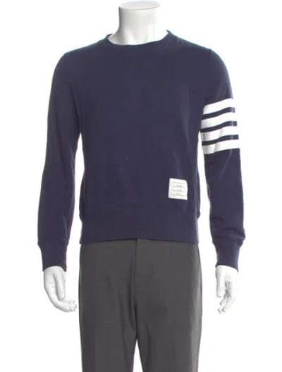 Pre-owned Thom Browne Striped Crew Neck Sweatshirt In Blue