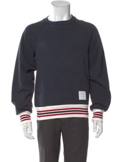 Pre-owned Thom Browne Striped Crew Neck Sweatshirt In Blue