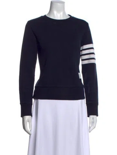 Pre-owned Thom Browne Striped Crew Neck Sweatshirt In Blue