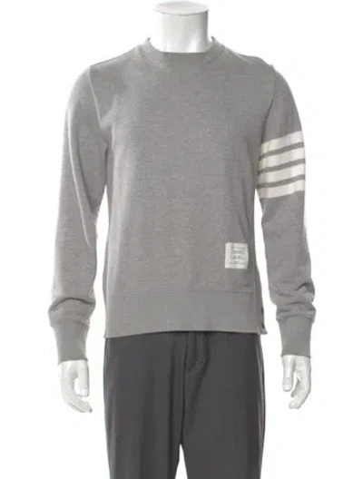 Pre-owned Thom Browne Striped Crew Neck Sweatshirt In Gray