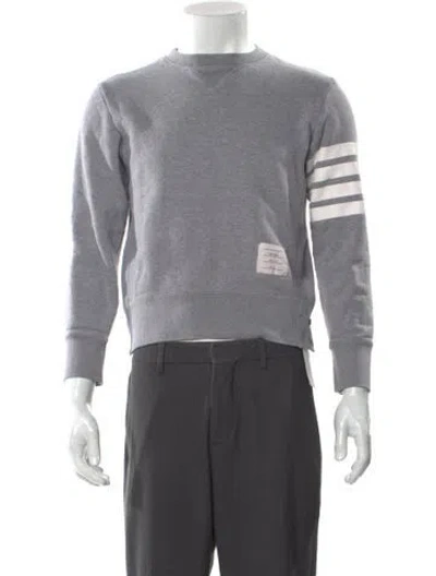 Pre-owned Thom Browne Striped Crew Neck Sweatshirt In Gray