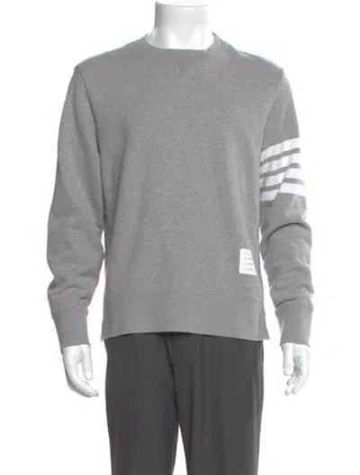 Pre-owned Thom Browne Striped Crew Neck Sweatshirt In Gray