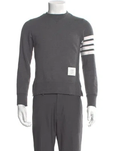 Pre-owned Thom Browne Striped Crew Neck Sweatshirt In Gray