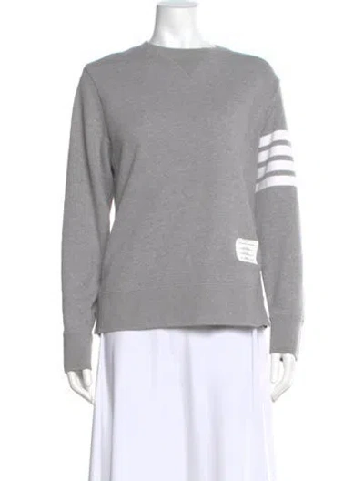 Pre-owned Thom Browne Striped Crew Neck Sweatshirt In Gray