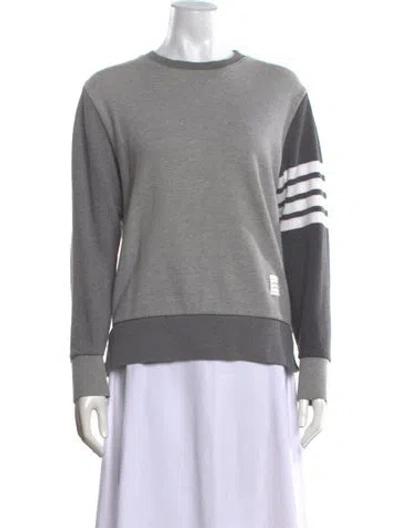 Pre-owned Thom Browne Striped Crew Neck Sweatshirt In Grey