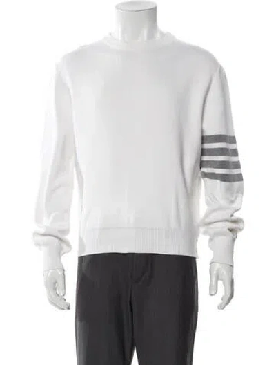 Pre-owned Thom Browne Striped Crew Neck Sweatshirt In White