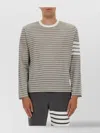 Thom Browne Striped Crew Neck T-shirt In Gray