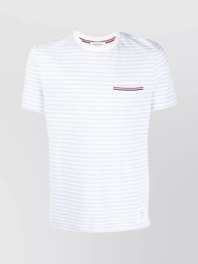 Thom Browne Striped Crew Neck T-shirt With Chest Pocket In White